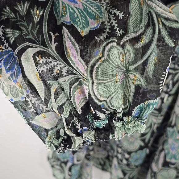 {Lane Bryant} Lurex Ruffle-Detail V-Neck Blouse - Size 14/16 - Picture 7 of 14